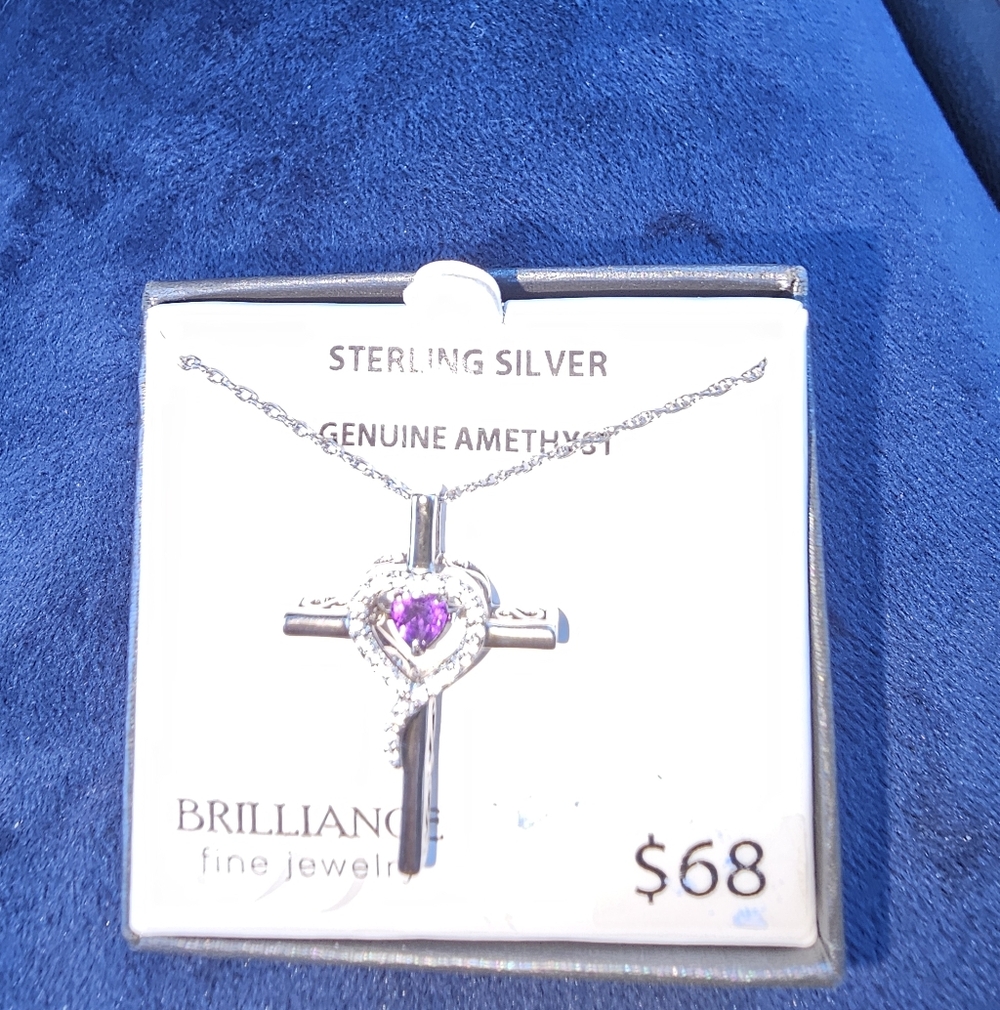 Sterling Silver Amethyst Cross Necklace